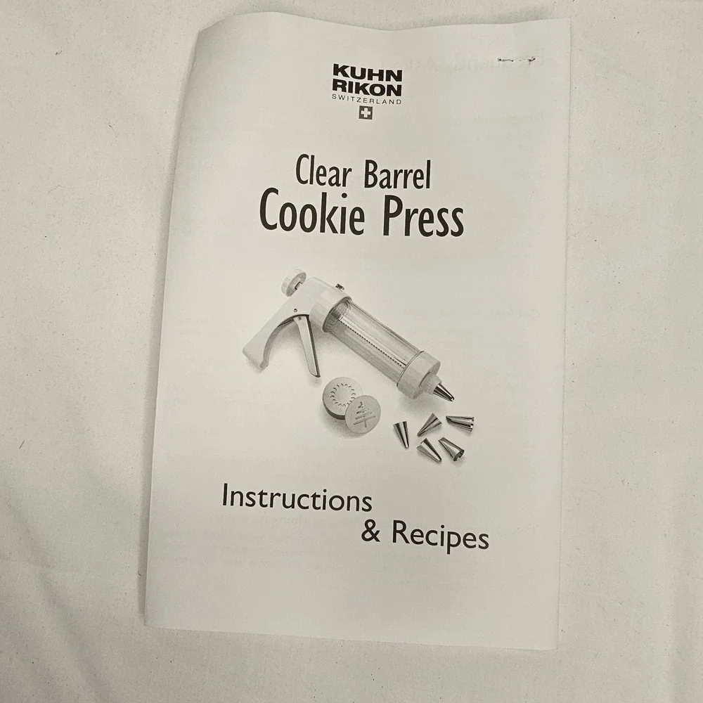 Kuhn Rikon Clear Cookie Press 20 Shape Discs 6 Decorating Tips 2460